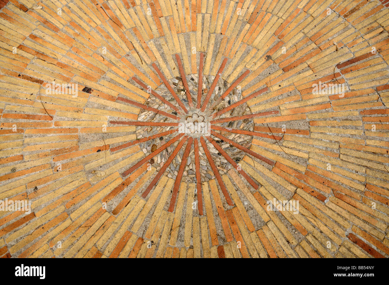 Mattoni di pavimentazione a mosaico in Barcellona, Spagna Foto Stock