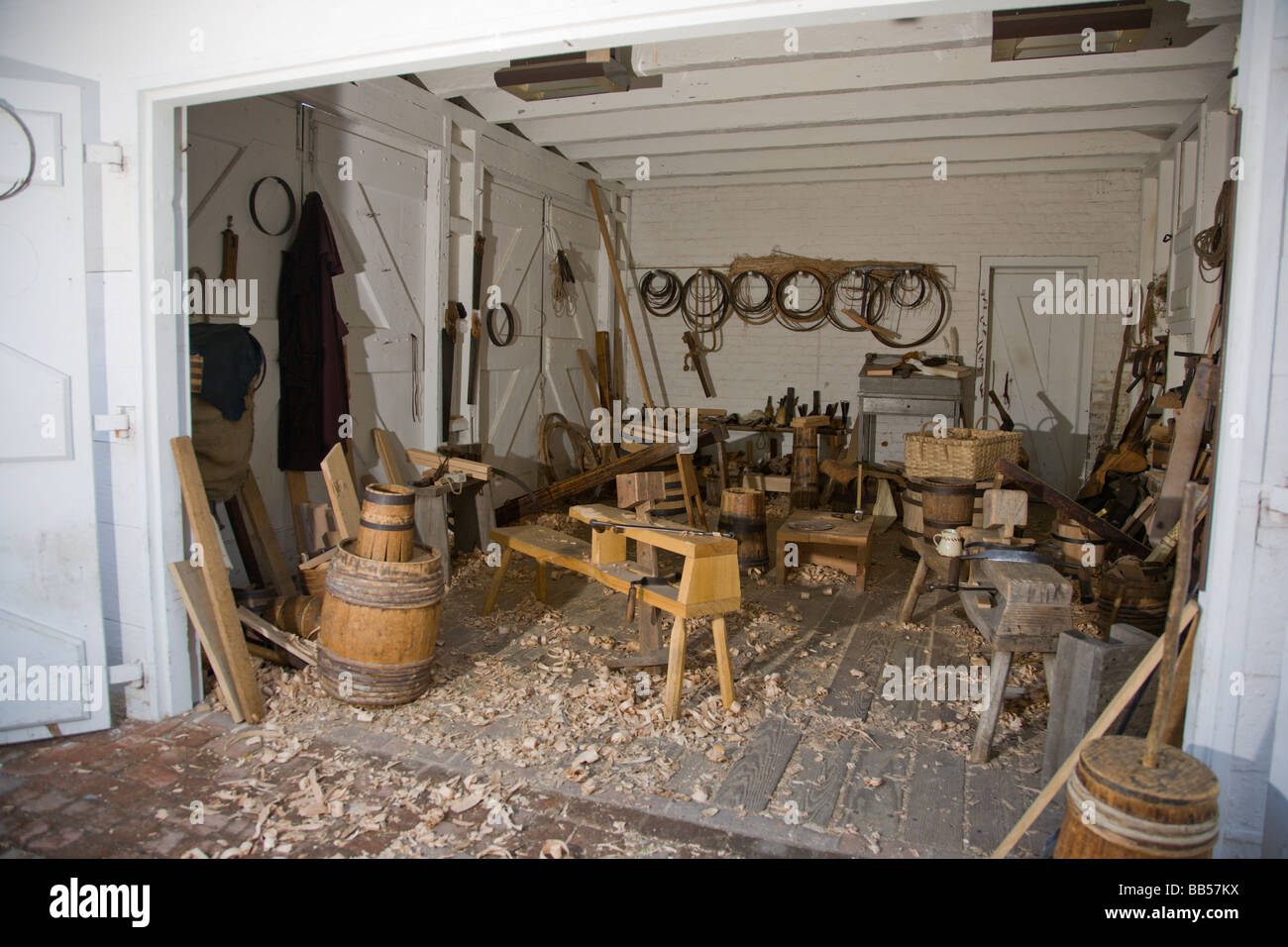 Cooper's workshop a Colonial Williamsburg, Virginia. Foto Stock