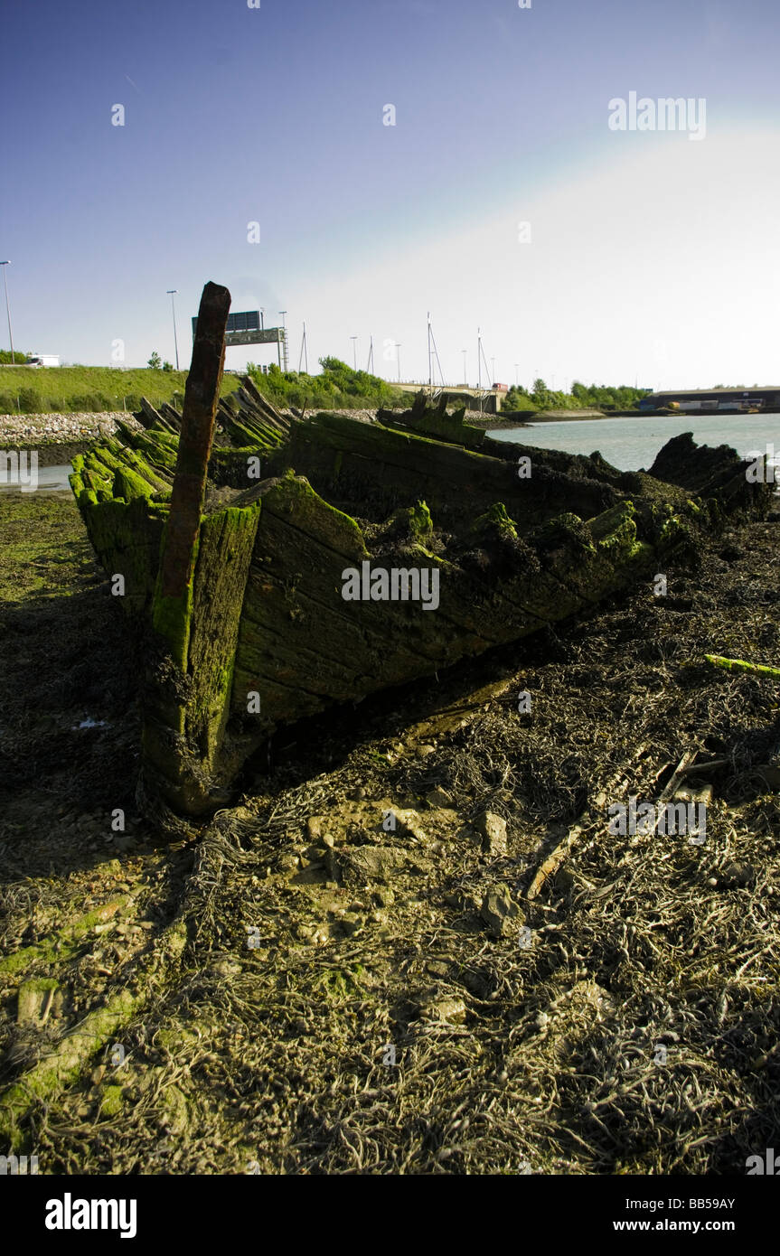 Marciume dello scafo in legno Foto Stock