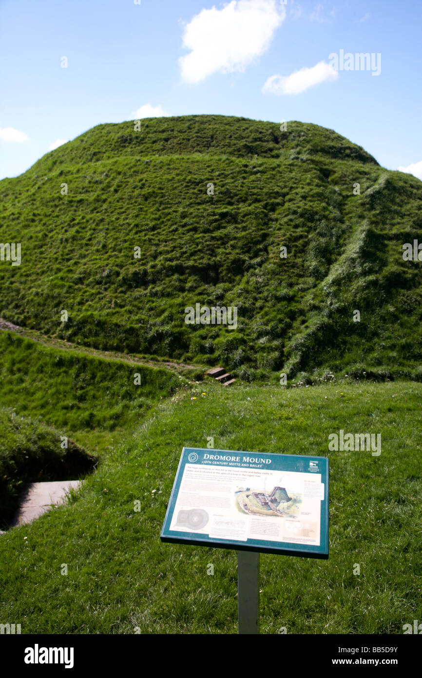 Dromore mound motte e bailey contea di Down Irlanda del Nord Regno Unito Foto Stock