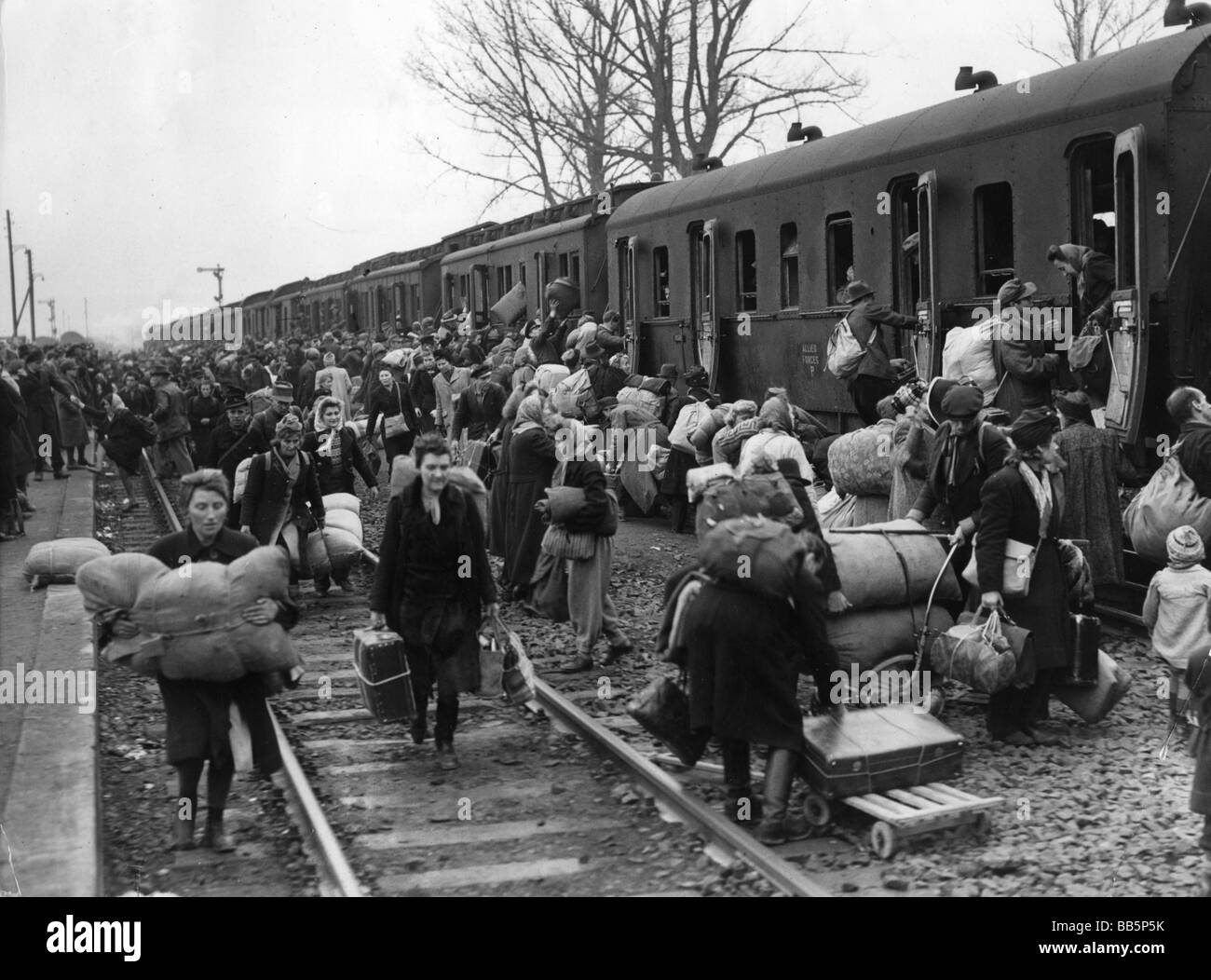 Eventi, dopoguerra, rifugiati, campo Friedland, arrivo di rifugiati da est, novembre 1945, Foto Stock