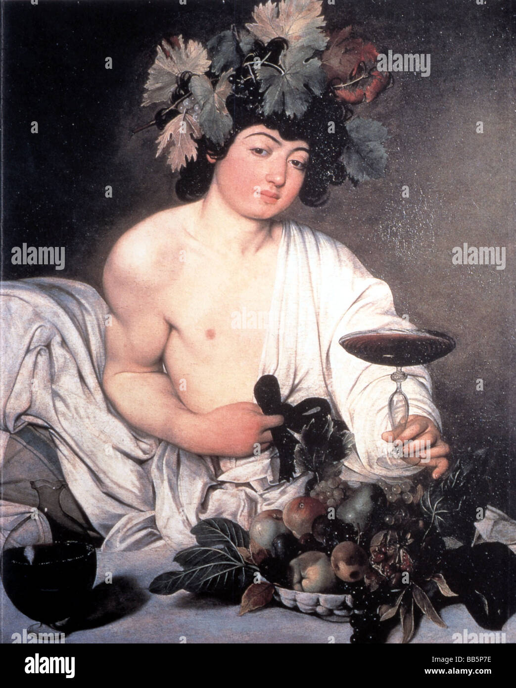Dioniso (latino: Bacco), dio greco del vino, "Bacco", dipinto, di Carravaggio, 1593 / 1594, Uffizi, Firenze, Foto Stock