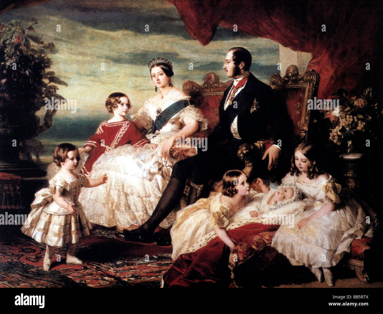 Victoria i, 24.5.1819 - 22.1.1901, Regina di Gran Bretagna e Irlanda 1837 - 1901, foto di gruppo, 'la Famiglia della Regina Vittoria', dipinto di Franz Xaver Winterhalter, 1846, Foto Stock