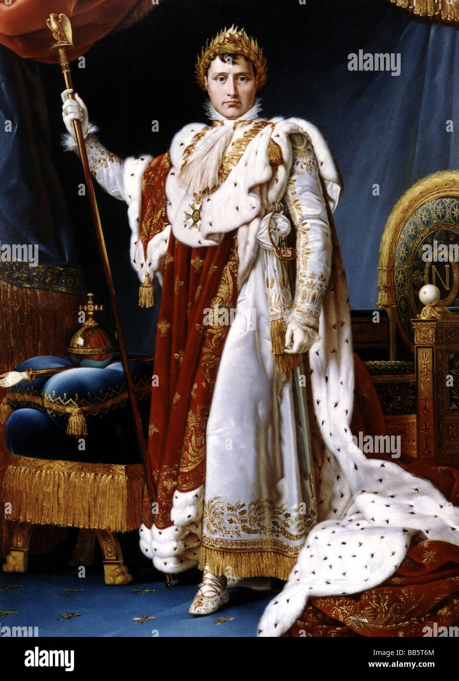 Napoleone i, 15.8.1769 - 5.5.1821, Imperatore dei francesi 1804 - 1815, a lunghezza intera, con regalia di incoronazione, dipinto di Francois-Pascal Gerard, 1805, Musee National Malmaison, Foto Stock