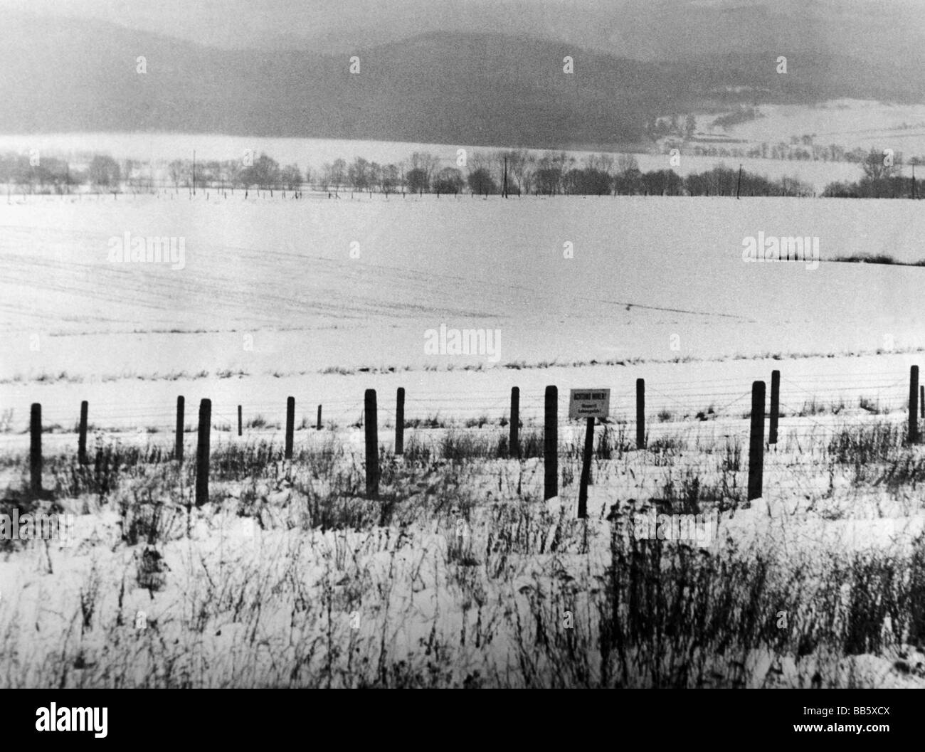 Geografia / viaggio, Germania, Confine interno tedesco, vicino Bad Sachsa, Harz, gennaio 1969, Foto Stock