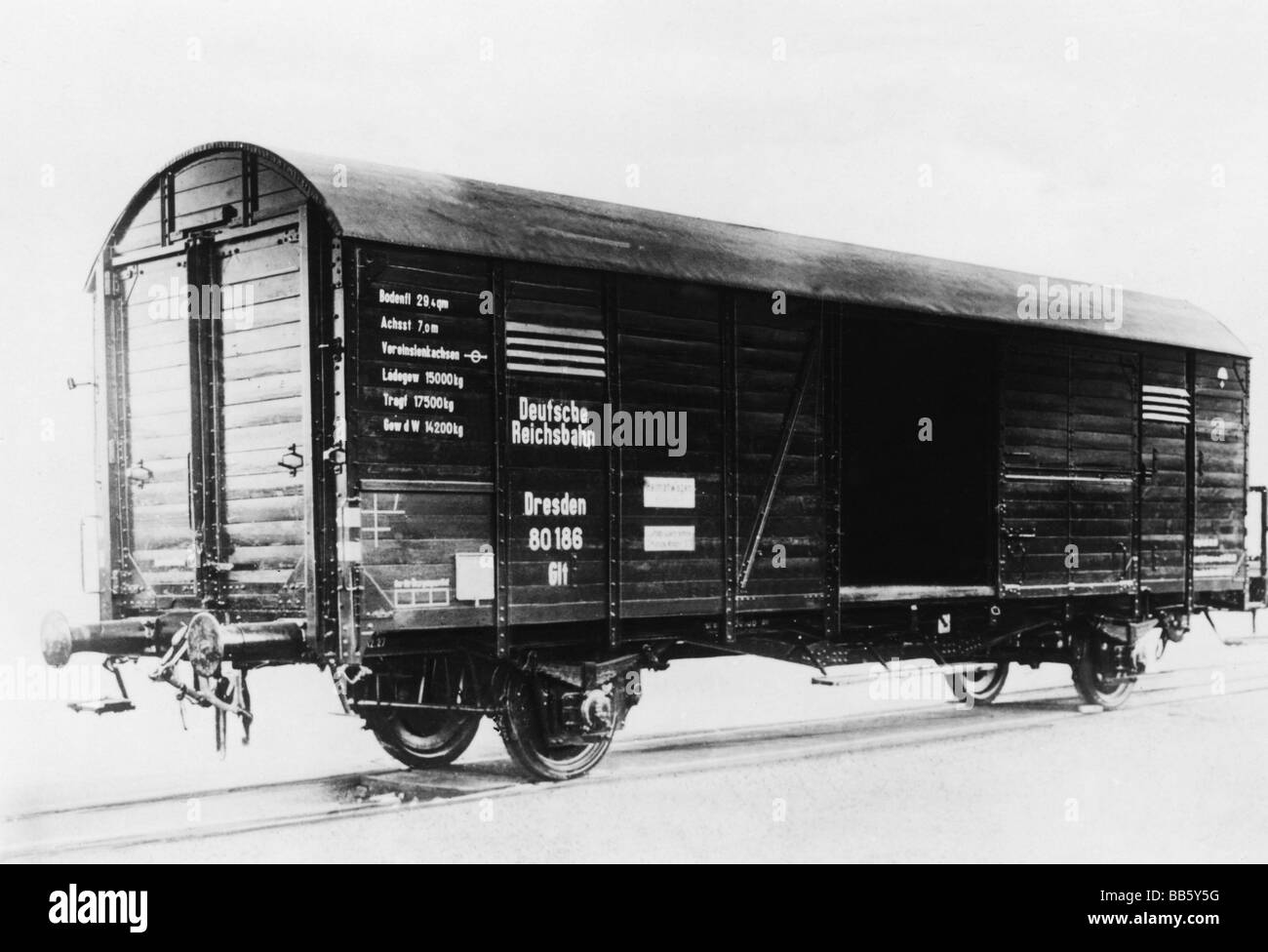 Trasporti / trasporti, ferrovie, carri, carri merci, boxcar, Deutsche Reichsbahn pubbliche relazioni, circa 1930, Foto Stock