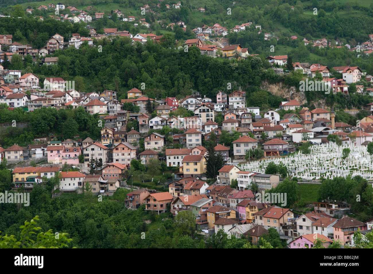 Vista aerea della città di Sarajevo in Bosnia Erzegovina Foto Stock