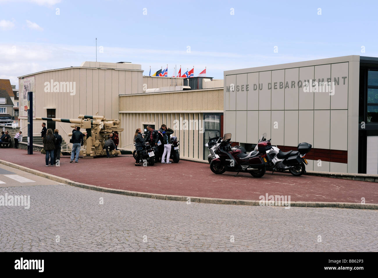 D giorno Debarquement Museo Arromanches Mulberry porto spiaggia di atterraggio Calvados Normandia Francia durante la seconda guerra mondiale Foto Stock