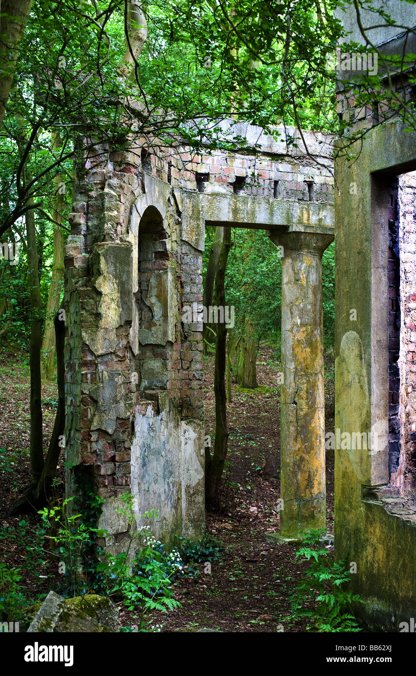 I resti di un antico edificio in Langdon Hills Country Park in Essex Foto Stock