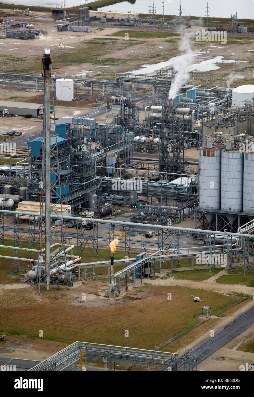 Vista aerea sopra la Texas Gulf Coast raffineria Foto Stock