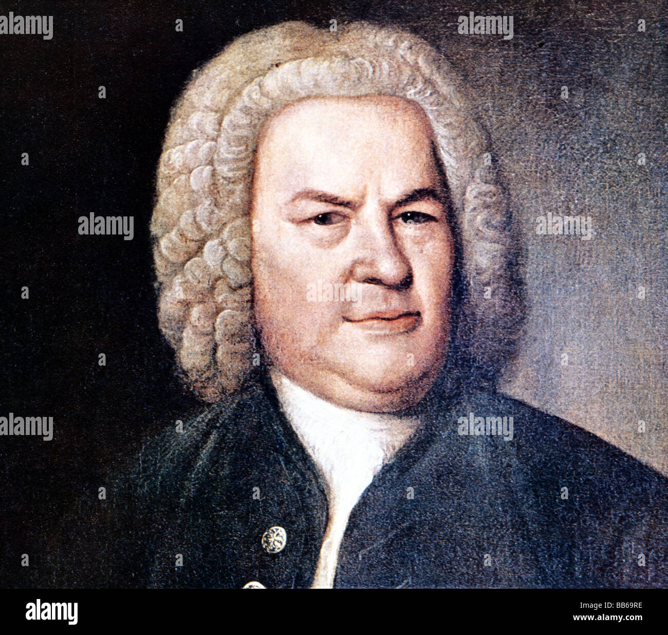 Bach, Johann Sebastian 21.3.1685 - 28.7.1750. Compositore tedesco, ritratto, pittura di Elias Gottlob Haußmann, 1746, dettaglio, Foto Stock