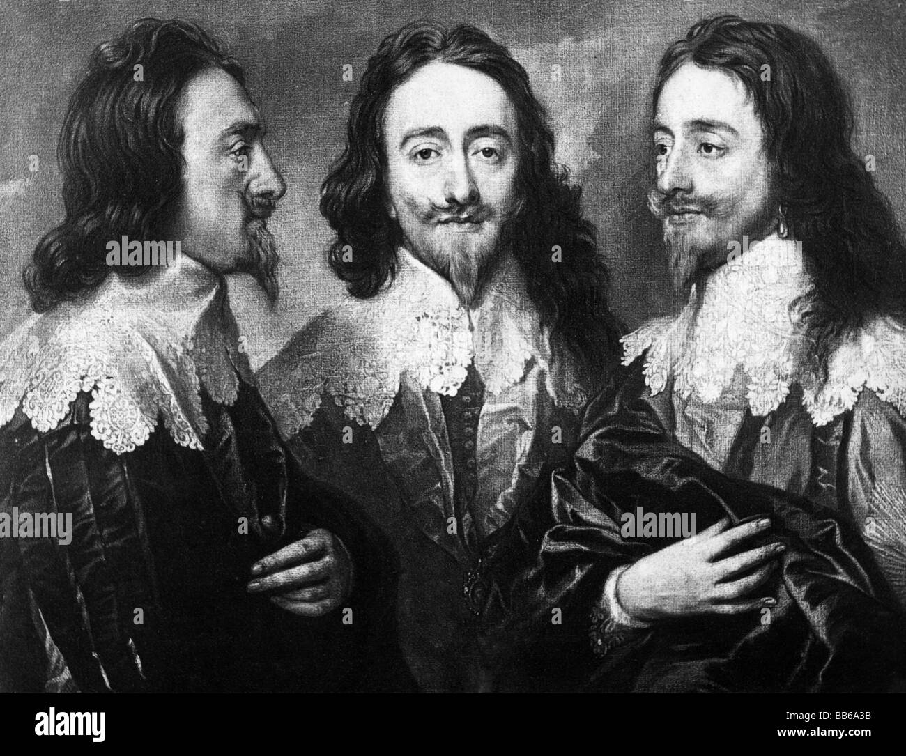Charles I, 19.11.1600 - 30.1.1649, re d'Inghilterra 27.3..1625 - 30.1.1649, triple portrai, dipinto da Anthony van Dyck, circa 1645, , artista del diritto d'autore non deve essere cancellata Foto Stock