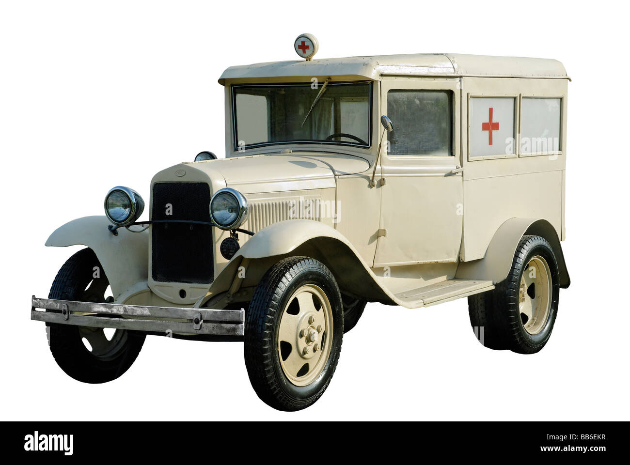 Medico auto retrò di volte la Seconda Guerra di Mondo isolato su bianco Foto Stock