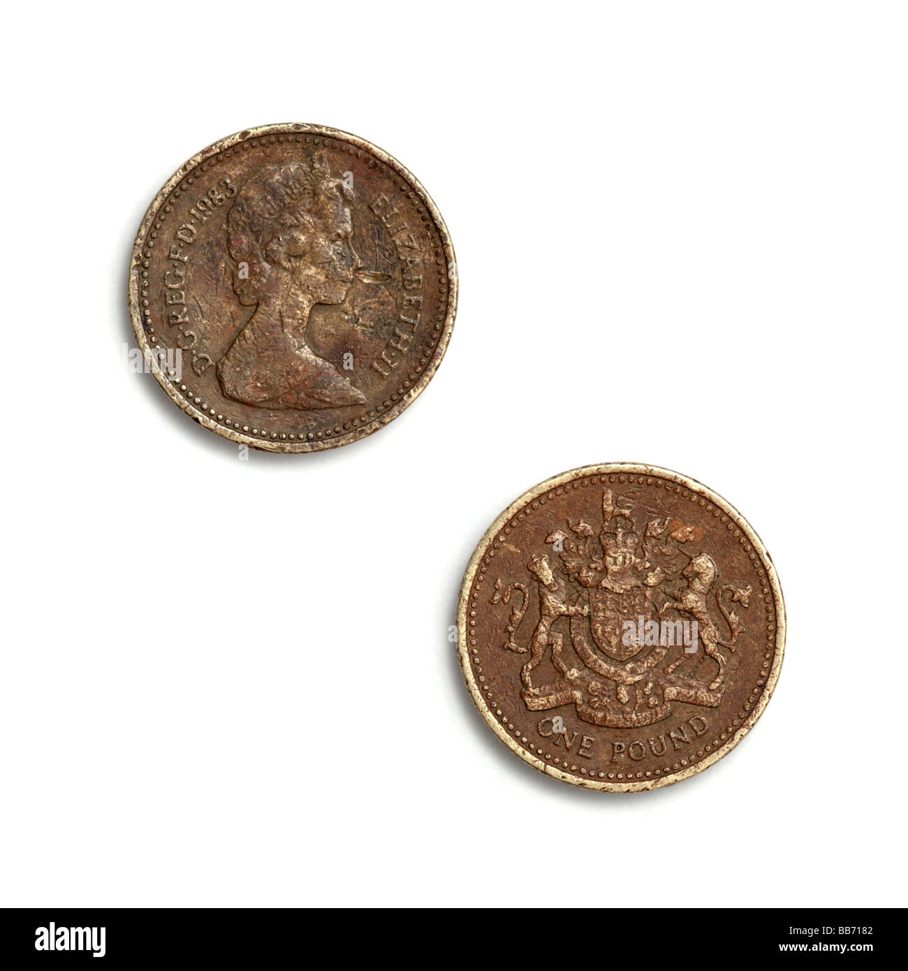 "Martoriata 1983 pound coin' Foto Stock