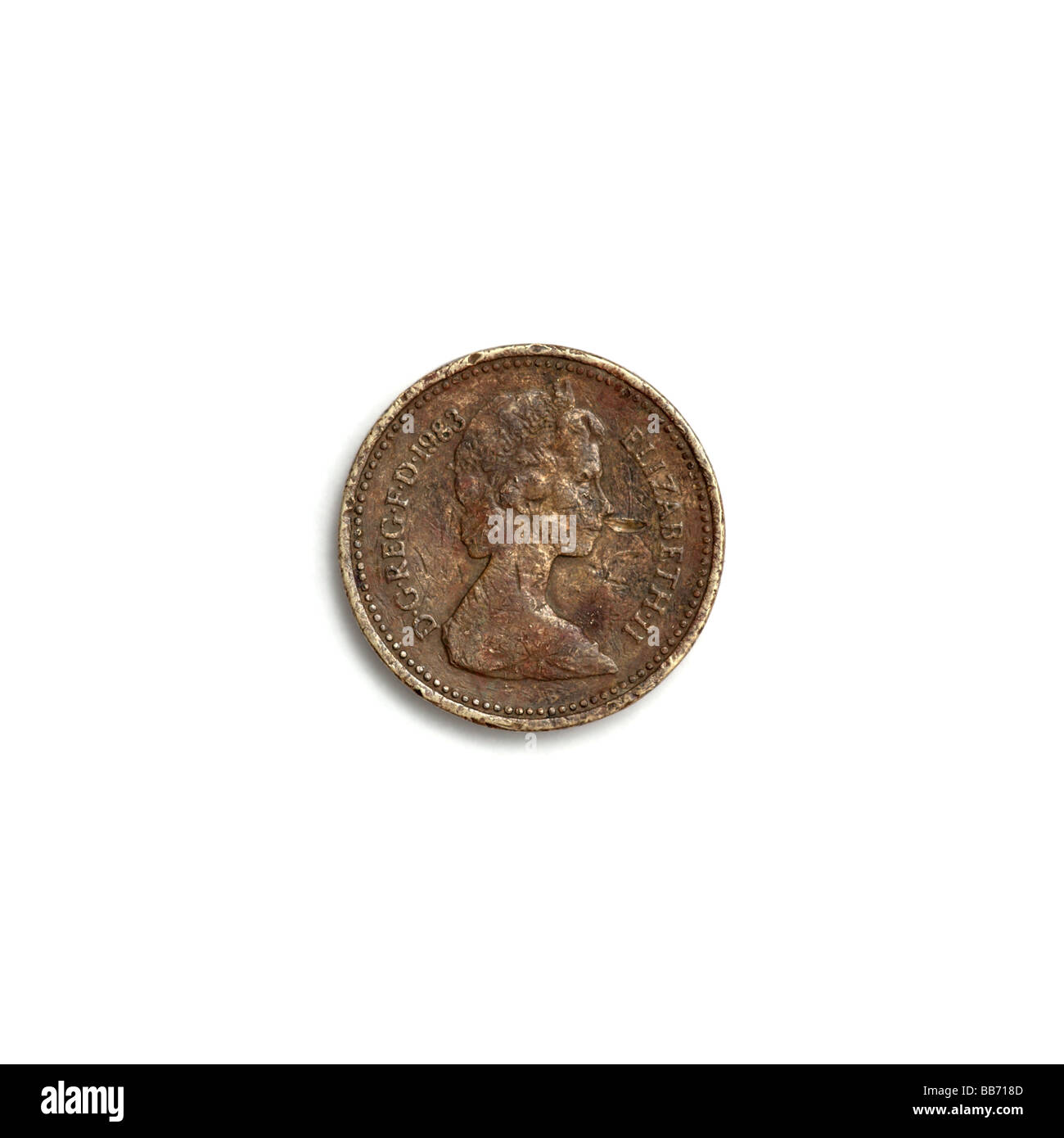 "Martoriata 1983 pound coin' Foto Stock