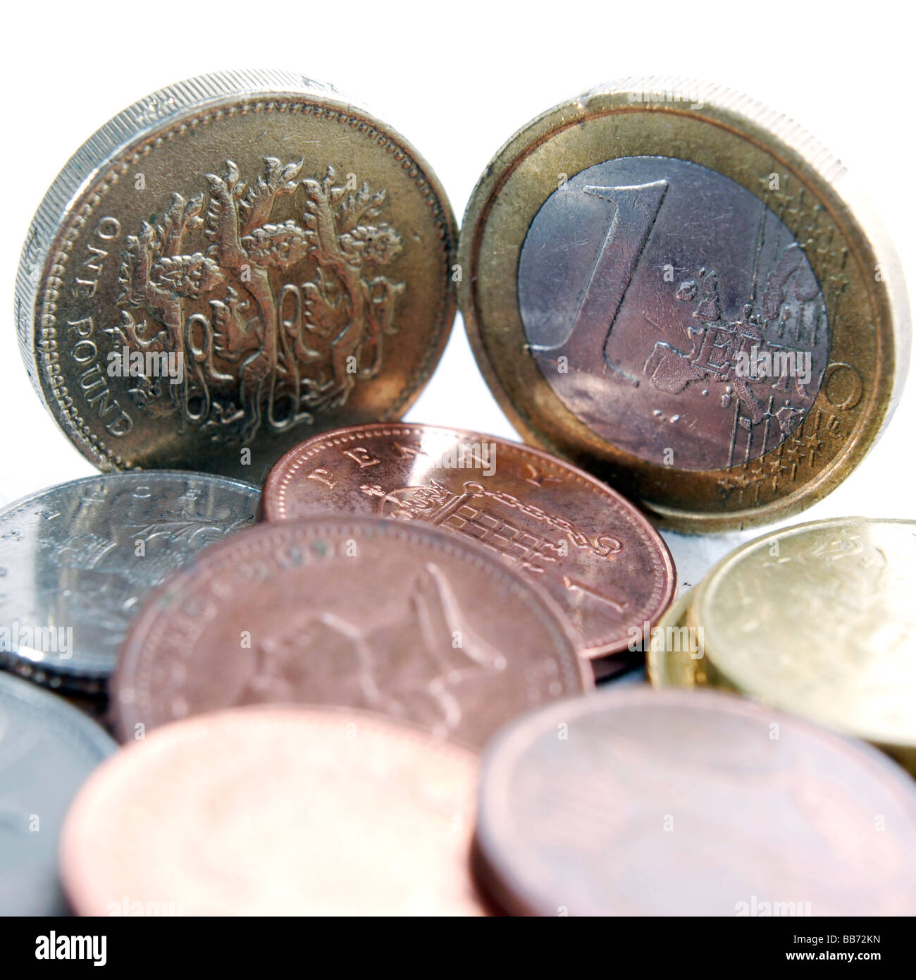 Conceptual tasso di cambio tra la sterlina britannica e la zona euro euro Foto Stock