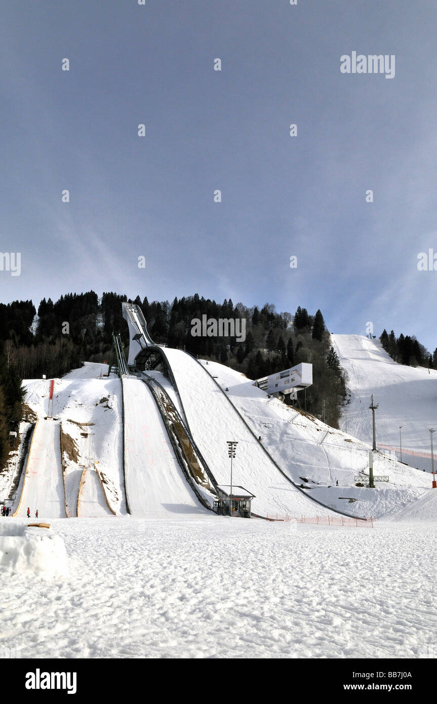 Nuova costruzione Olympic Ski jumps, Garmisch-Partenkirchen, Alta Baviera, Baviera, Germania Foto Stock