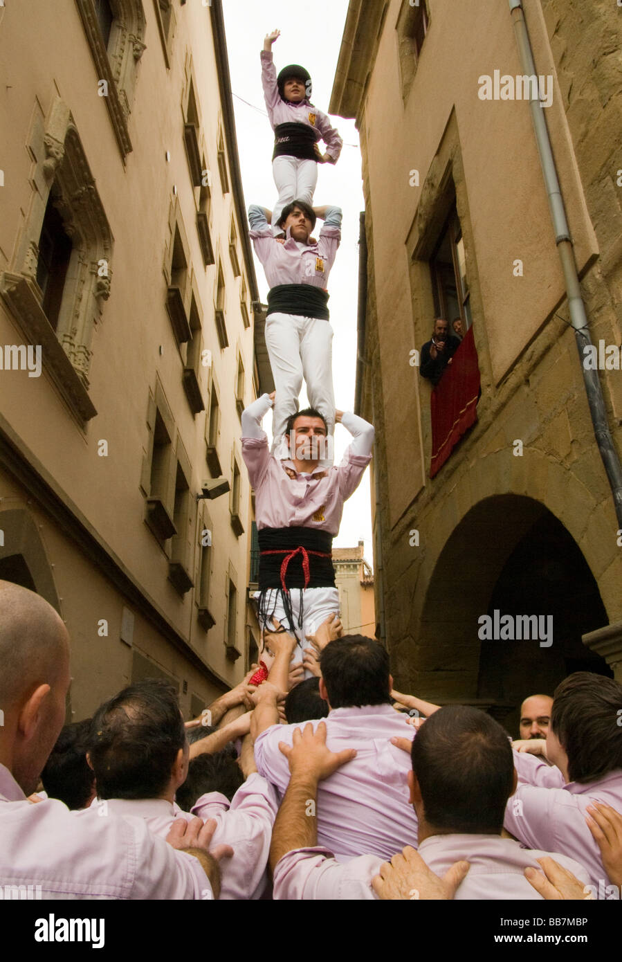Spagna.Vic.tradizionale festa dei Castellers. Foto Stock