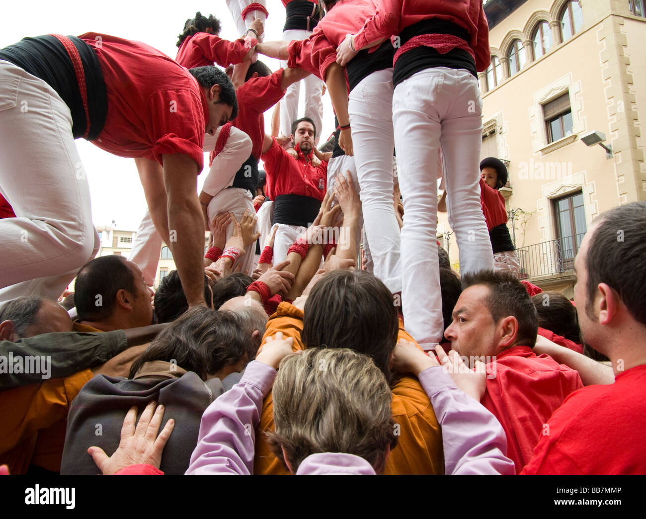 Spagna.Vic.tradizionale festa dei Castellers. Foto Stock