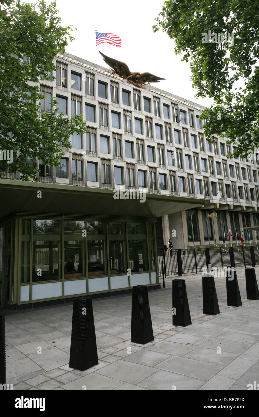 Ambasciata americana, Grovesnor Square, Mayfair, Londra centrale Foto Stock
