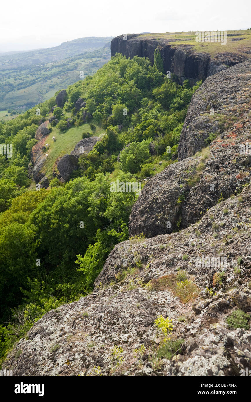 Il Coiron altopiano basaltico, in Ardeche (Rhône-Alpes - Francia). Basaltique Plateau du Coiron en Ardèche (Rhône-Alpes - Francia) Foto Stock