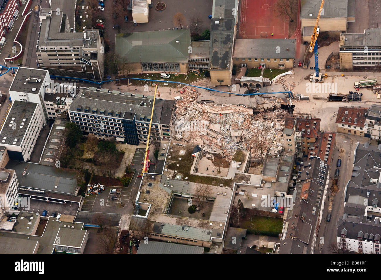 Vista aerea, crollo dell'archivio storico della città di Colonia, Colonia, nella Renania settentrionale-Vestfalia, Germania, Europa Foto Stock