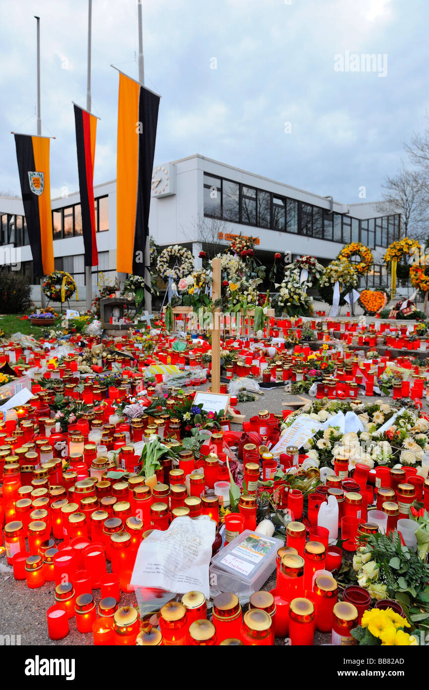 Uccisione spree, Albertville Realschule scuola, memoriale, Winnenden, Baden-Wuerttemberg, Germania, Europa Foto Stock