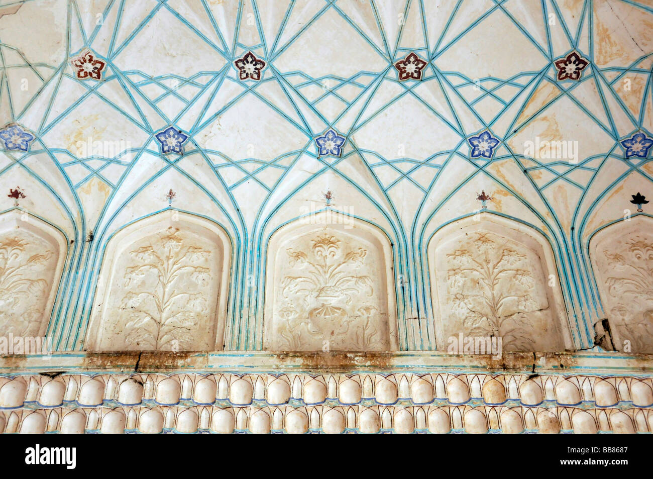 Decorazioni murali, Fort Ambra Palace, ambra, Rajasthan, India del Nord, Asiass Foto Stock