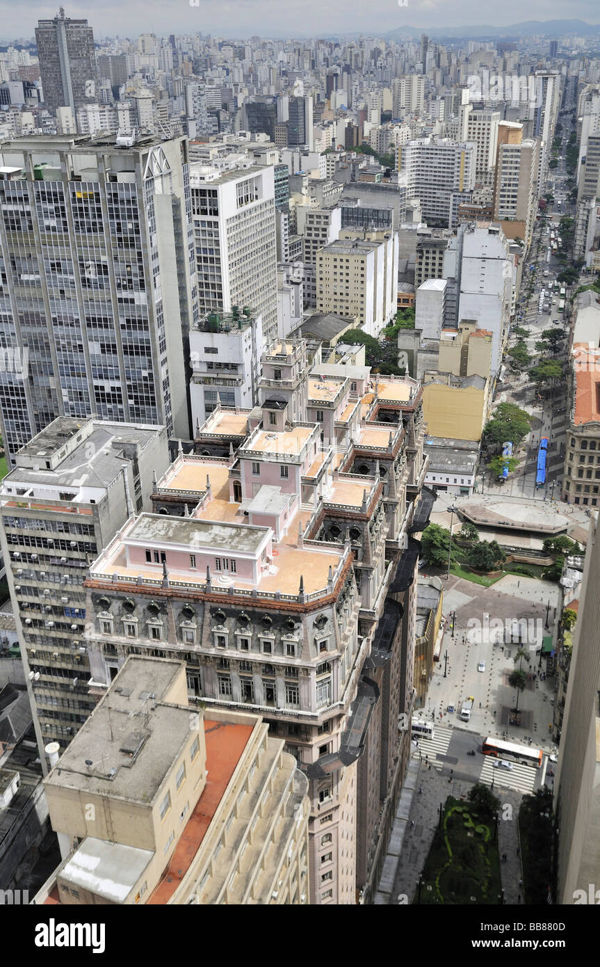 Foto aerea, vista sul grattacielo Edificio Martinelli, Sao Paulo, Brasile, Sud America Foto Stock