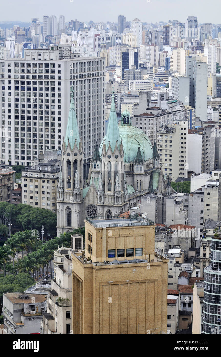 Foto aerea, vista sulla cattedrale da sé, Sao Paulo, Brasile, Sud America Foto Stock