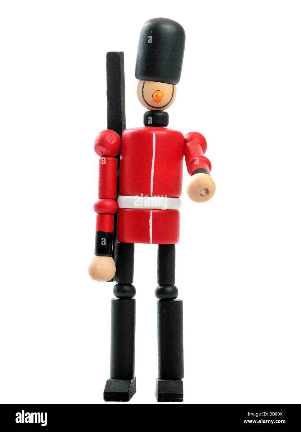 Giocattolo di legno soldato in uniforme guardsman Foto Stock