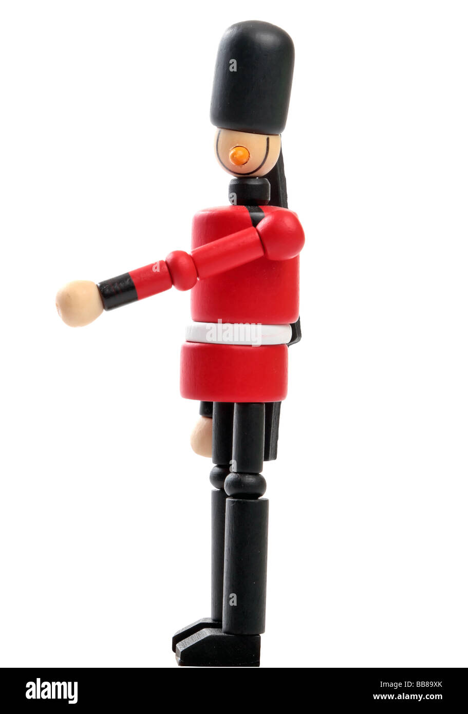 Giocattolo di legno soldato in uniforme guardsman Foto Stock
