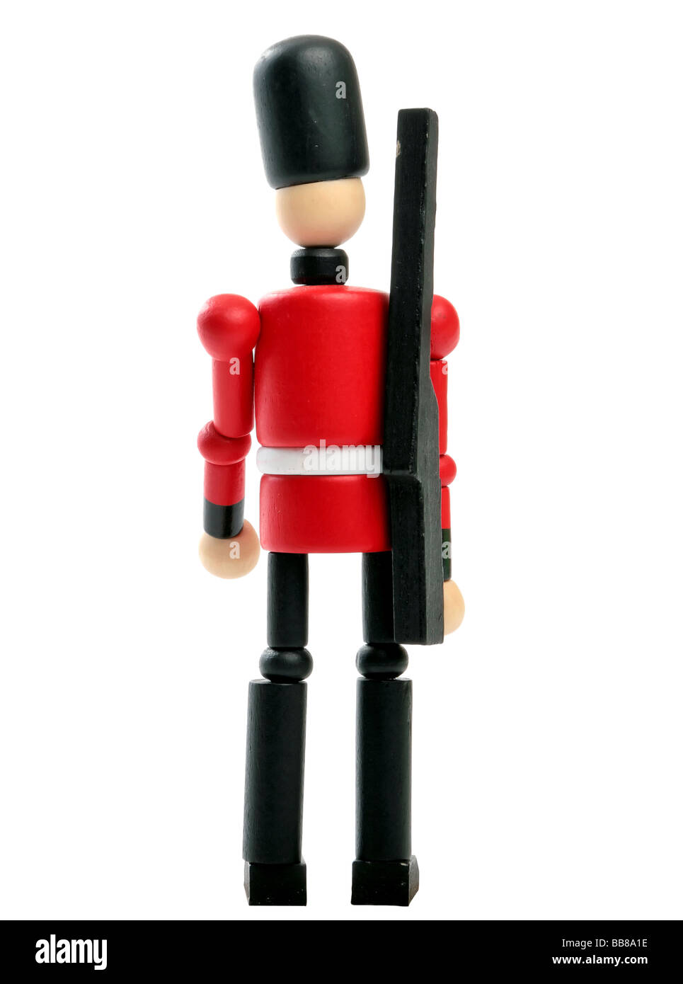 Giocattolo di legno soldato in uniforme guardsman Foto Stock