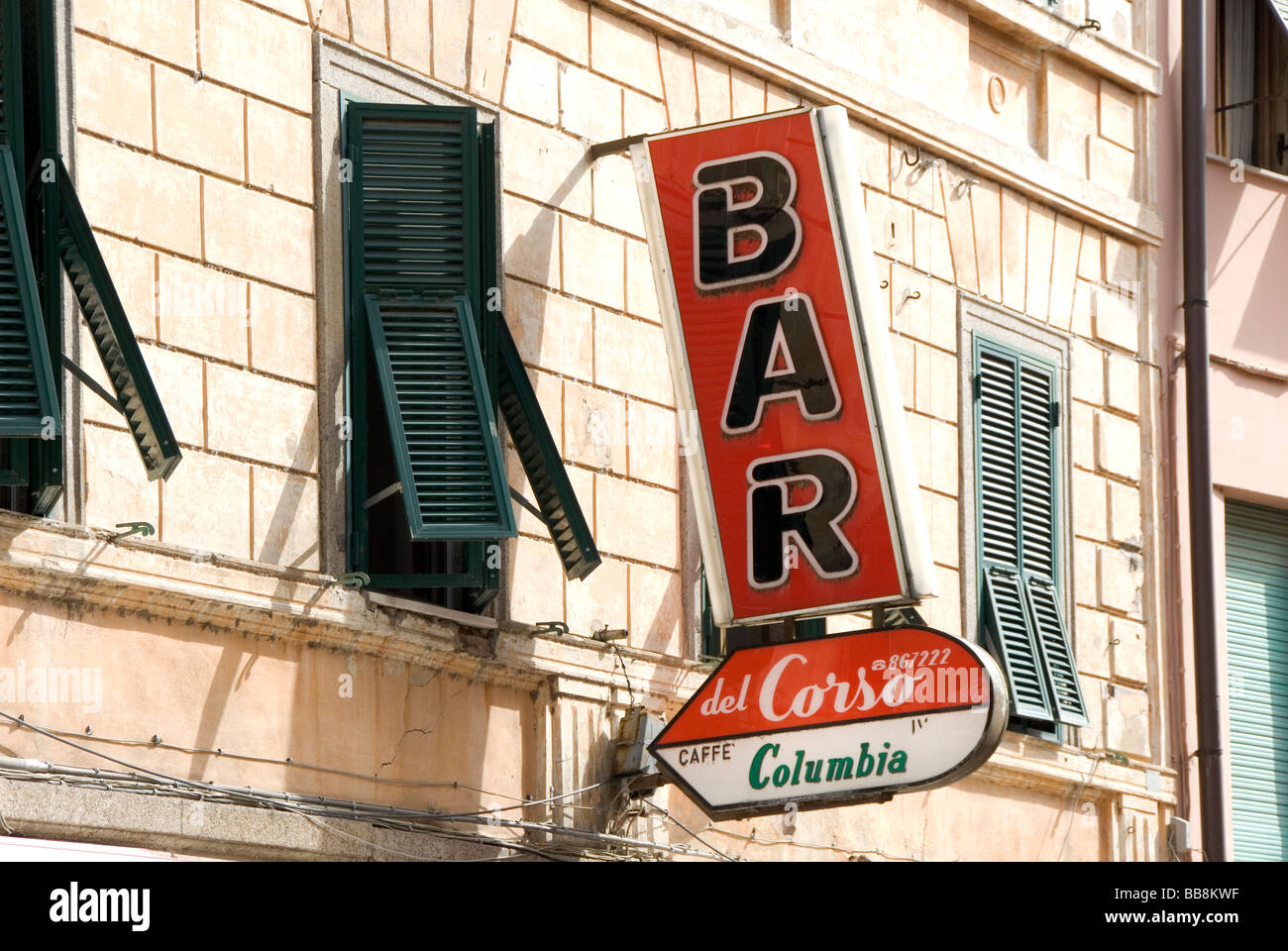 Bar segno a Orbetello Foto Stock