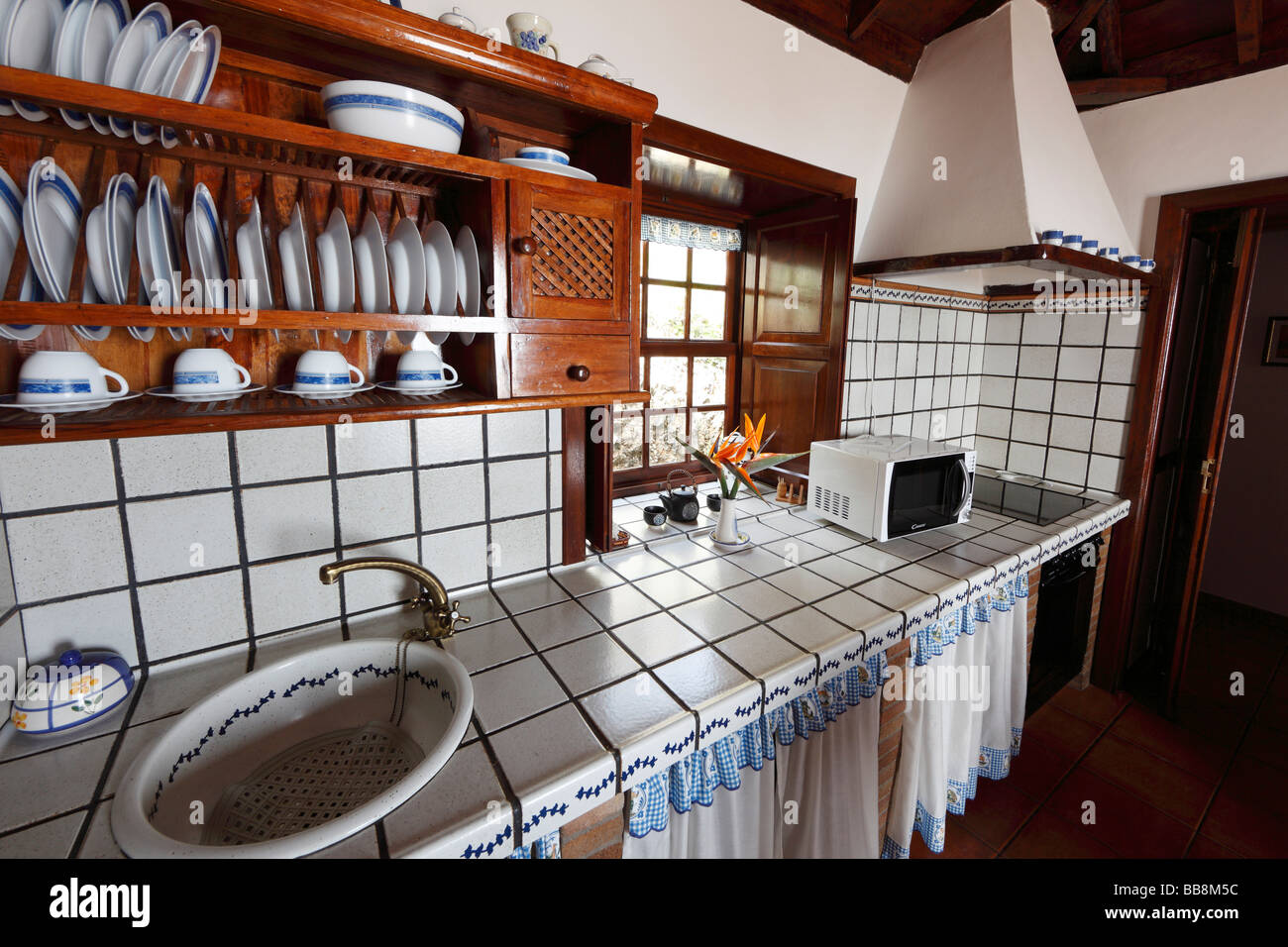 Cucina in casa rurale, Finca, Casa Tomasin in Puntallana, La Palma Isole Canarie Spagna Foto Stock