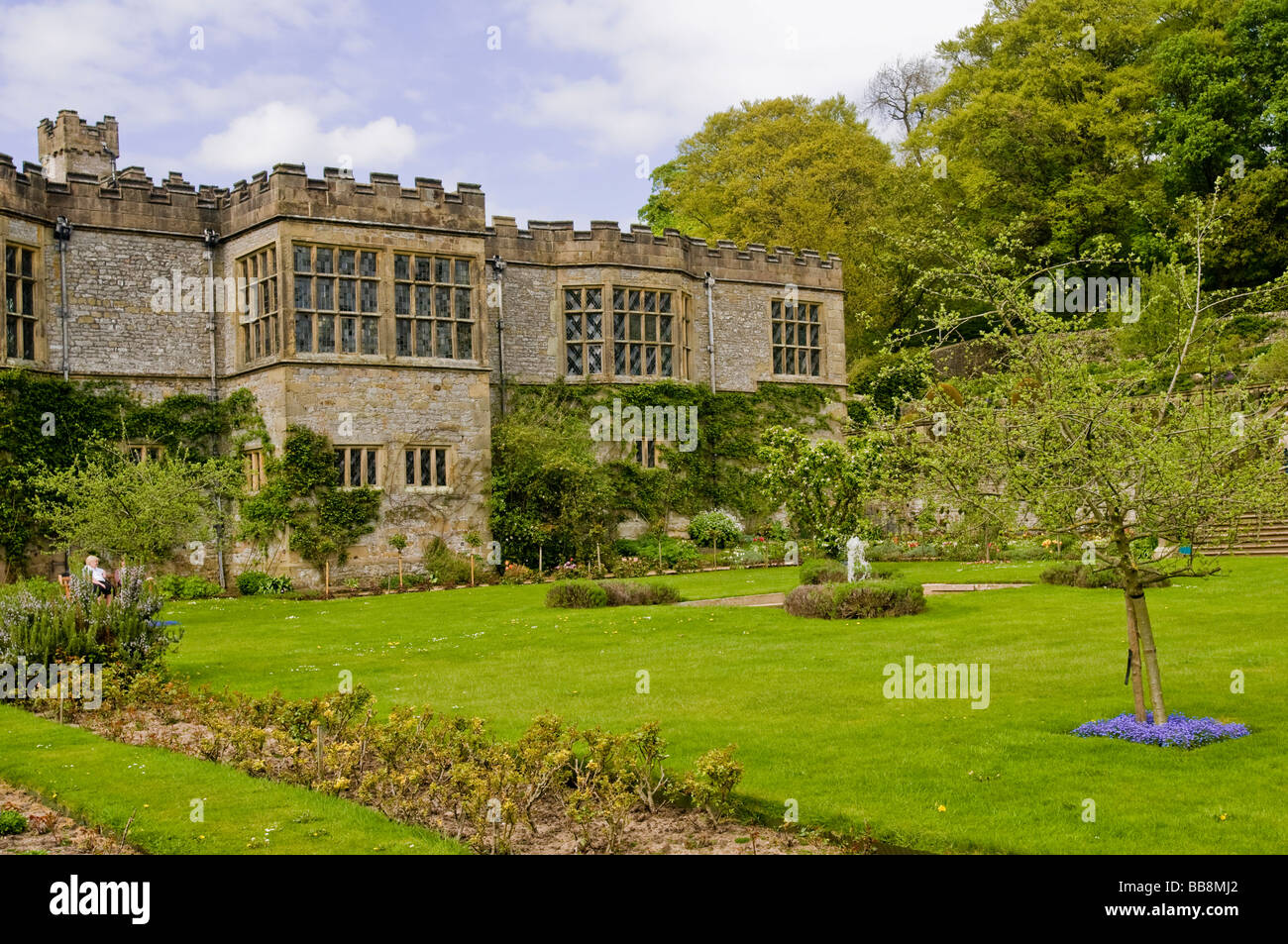 I giardini, Haddon Hall, Bakewell, Derbyshire Foto Stock