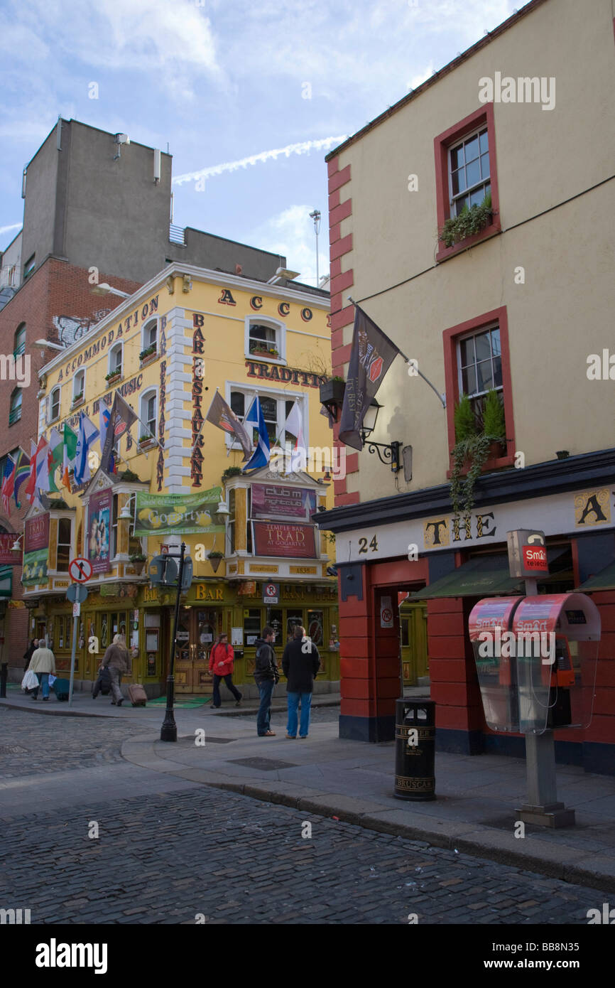 Fleet Street, Temple Bar di Dublino, Irlanda Foto Stock
