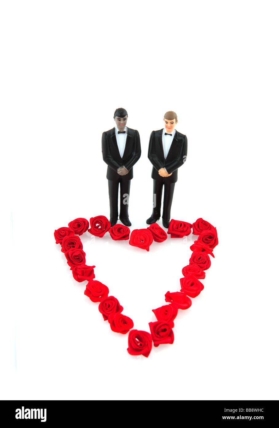 Gay nozze con rose rosse cuore Foto Stock