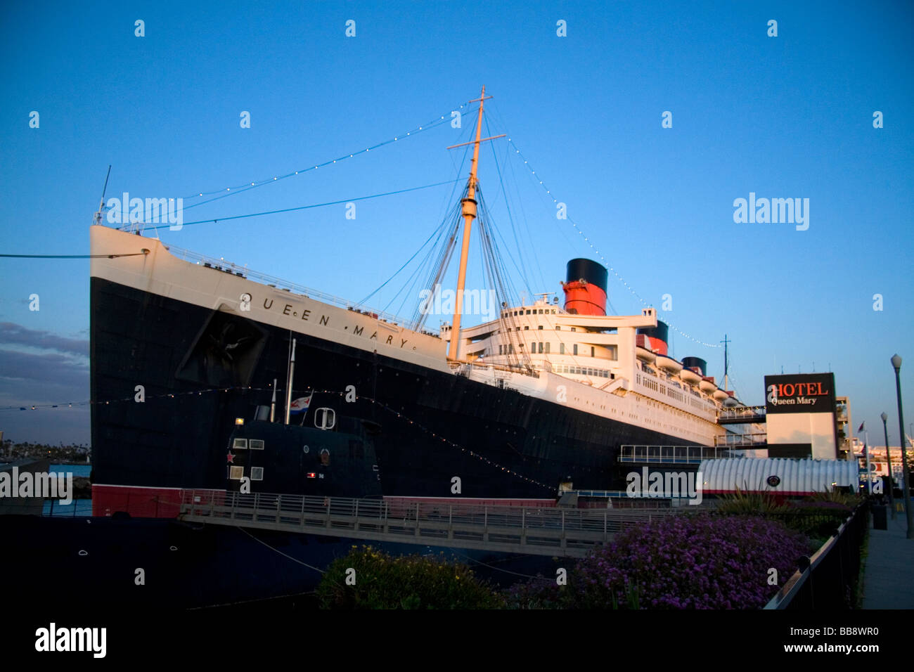 La regina Maria museo e hotel nave alla lunga spiaggia Califorina USA Foto Stock