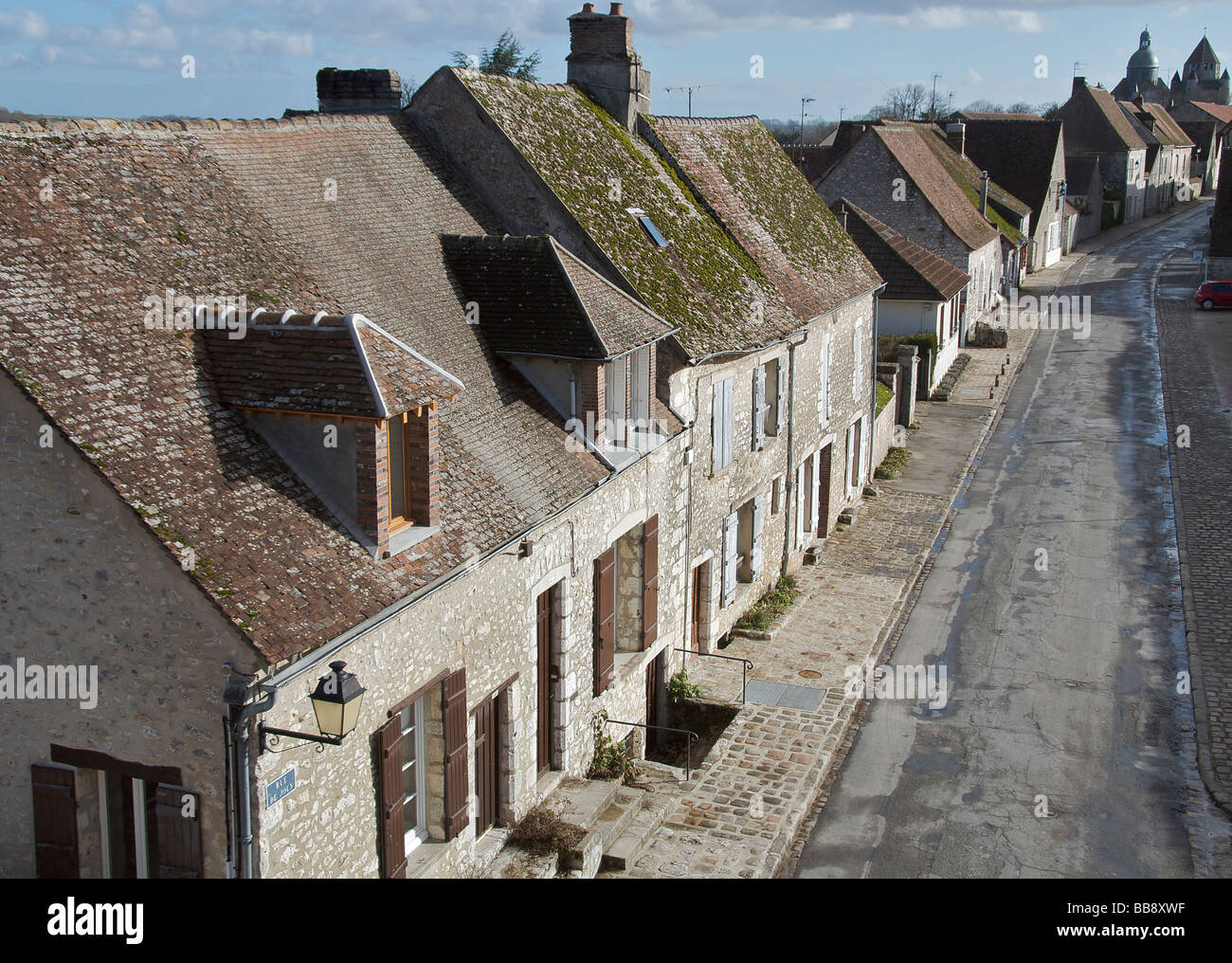 Vista superiore Rue de Jouy superiore di Provins Seine et Marne Francia Foto Stock