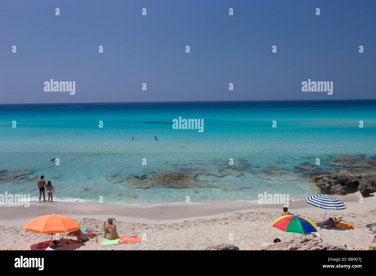 Spiaggia di Migjorn Formentera Isole Baleari Spagna Foto Stock