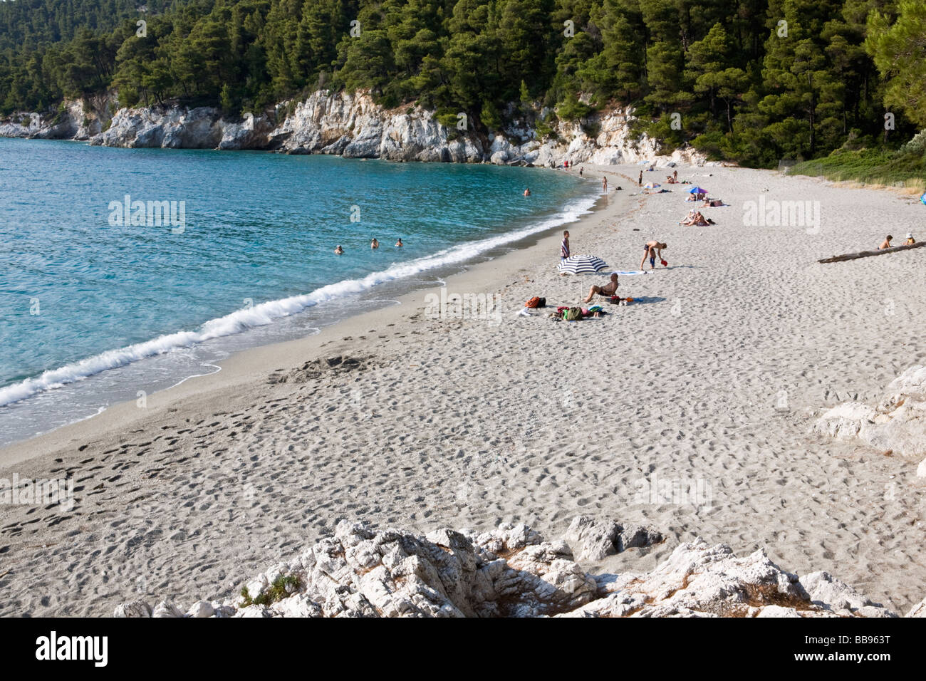 Spiaggia Kastani di Skopelos Sporadi isola isole Greche - Grecia Foto Stock