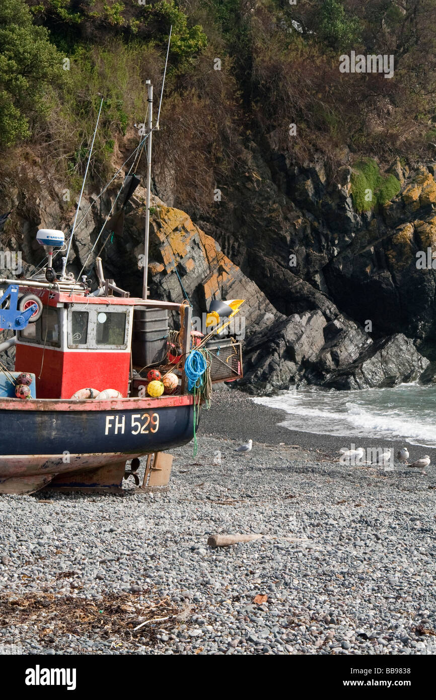 Una barca da pesca a Cadgwith Cove, Cornwall. Regno Unito. Foto Stock