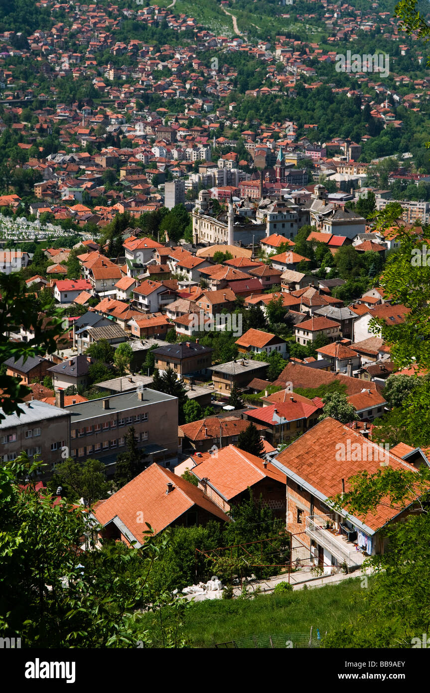 Vista panoramica di Sarajevo in Bosnia Erzegovina Foto Stock