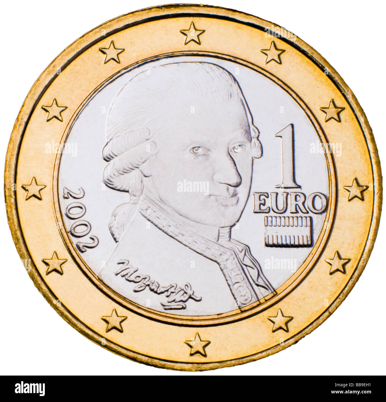 Austrian 1 Euro moneta in retromarcia Foto Stock