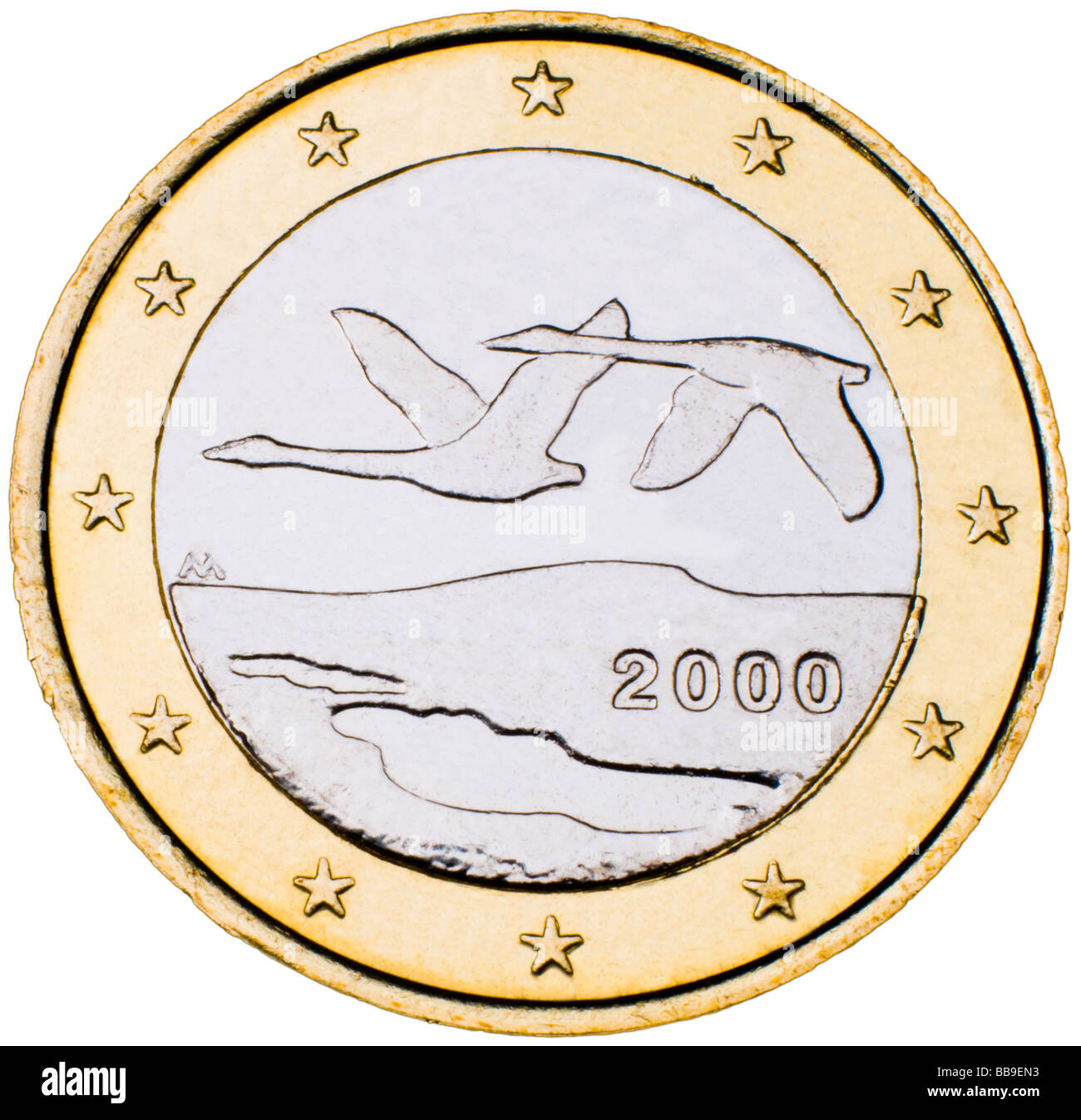 Finlandia 1 Euro moneta in retromarcia Foto Stock