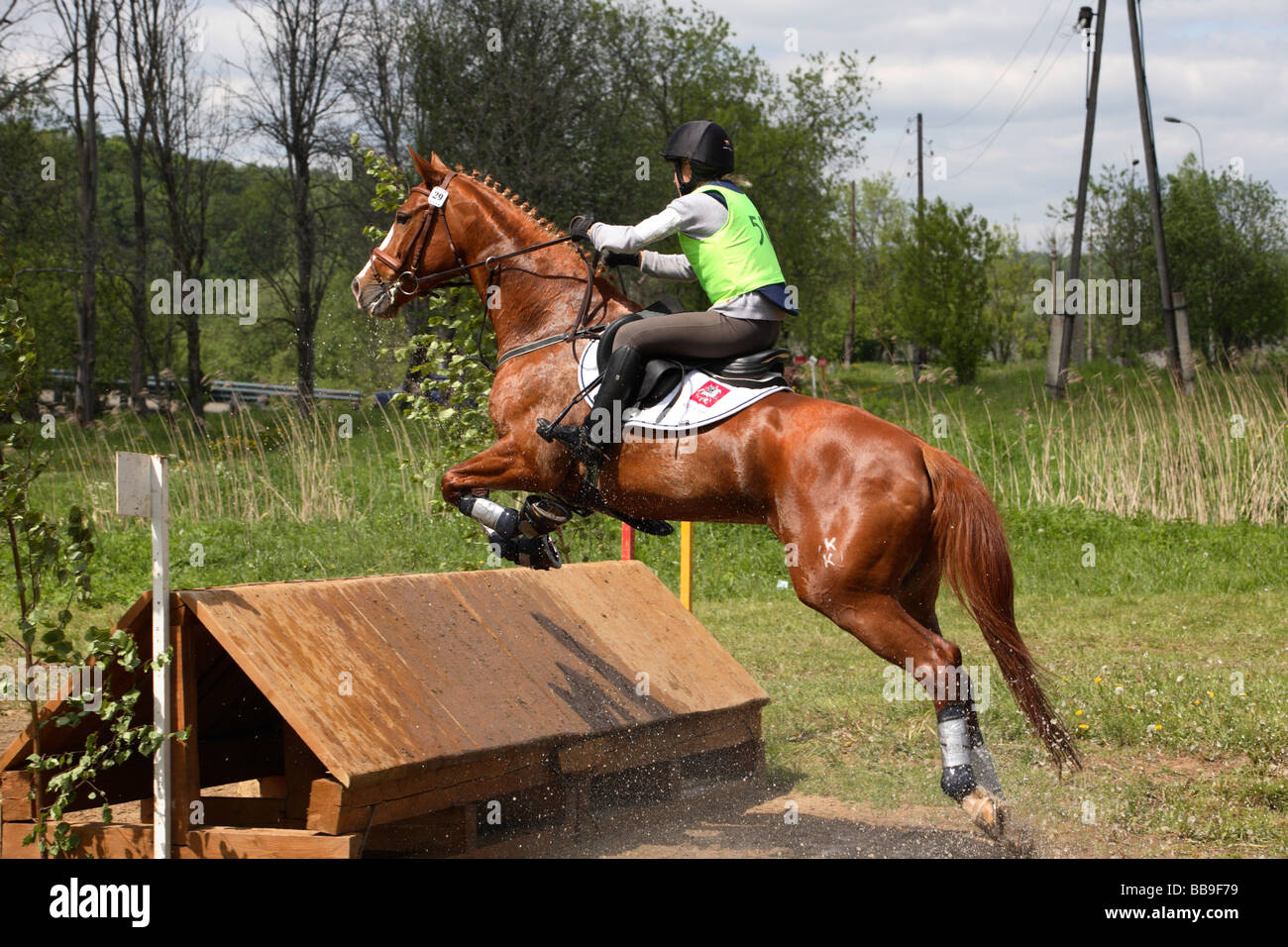 Equitazione e Cavallo Jumping Foto Stock