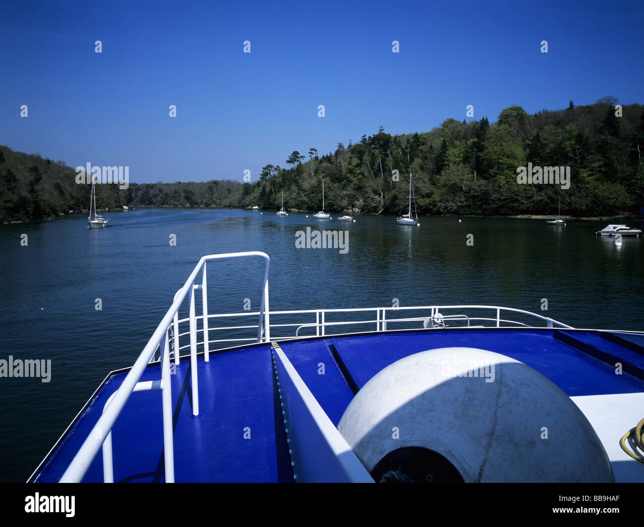 6x4.5cm Francia Bretagna l'Odet fiume piacere la nave di crociera e yacht Foto Stock