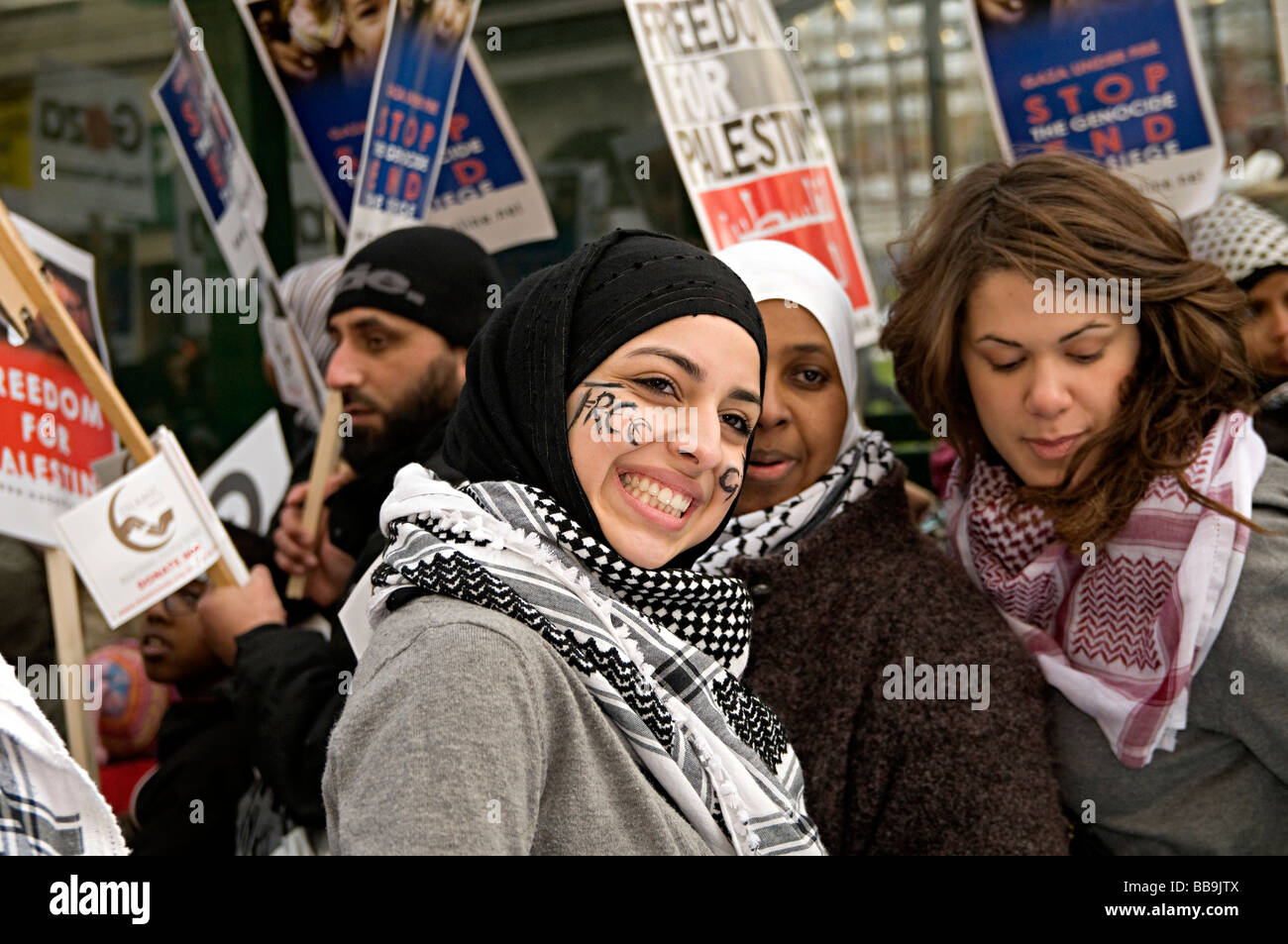 La protesta di gaza birmingham nel 2009 protestare circa israels invasione di Gaza nel novembre 2008 Foto Stock