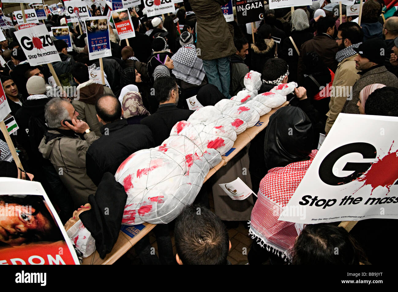 La protesta di gaza birmingham nel 2009 protestare circa israels invasione di Gaza nel novembre 2008 Foto Stock